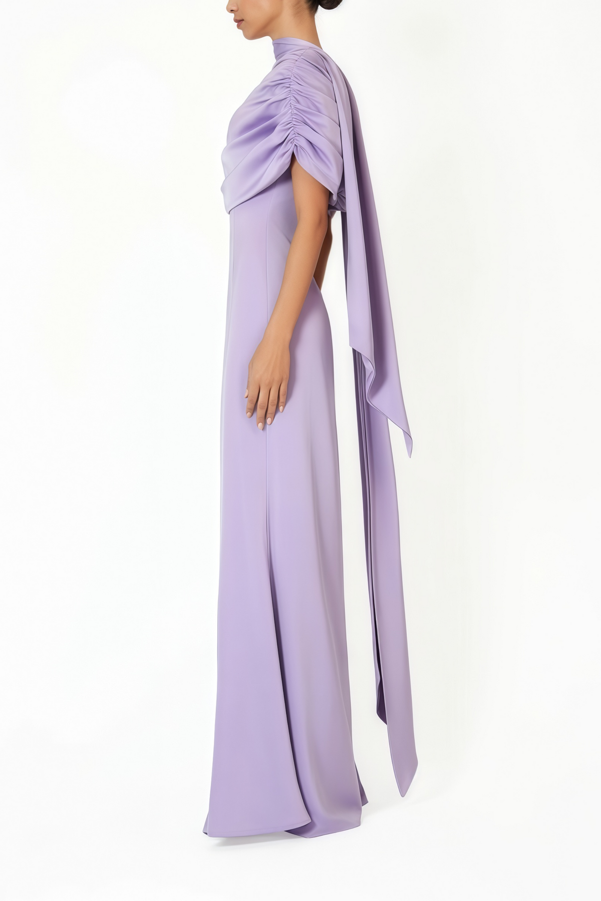 Benedetta Lilac One Shoulder Satin Maxi Dress