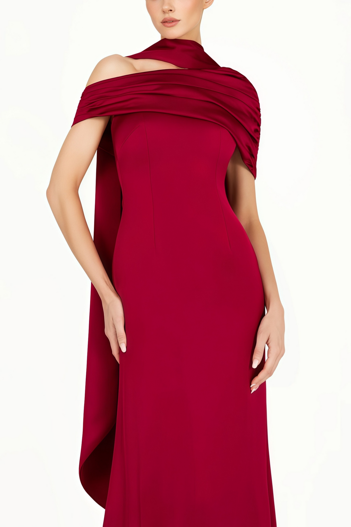 Benedetta Red One Shoulder Satin Maxi Dress