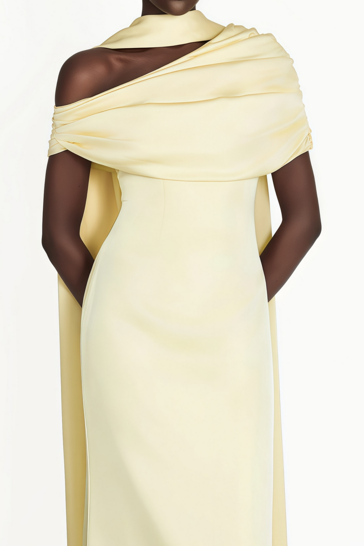 Benedetta Yellow One Shoulder Satin Maxi Dress