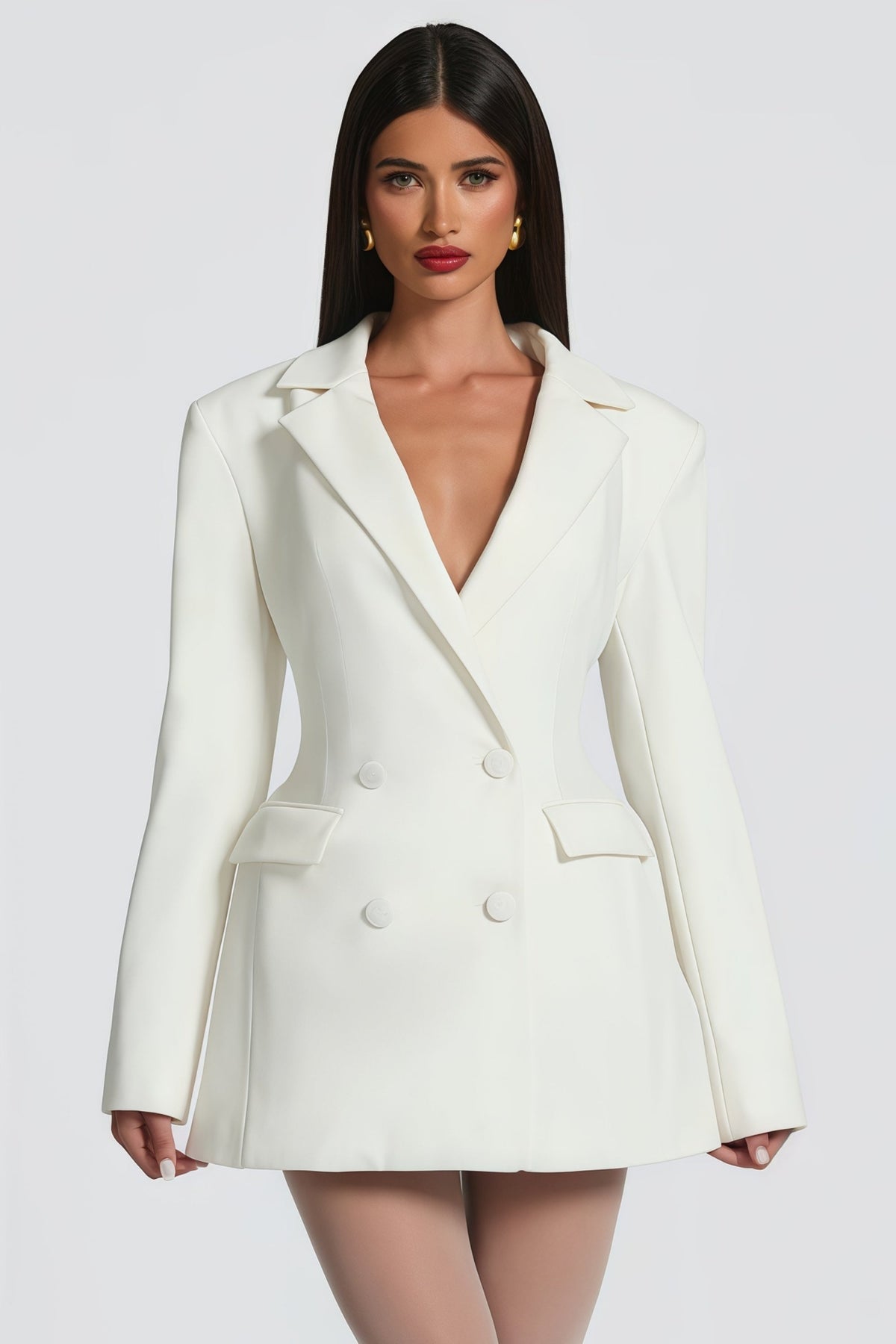 Osanne White Double Breasted Blazer Mini Dress (Final Sale-US Only)