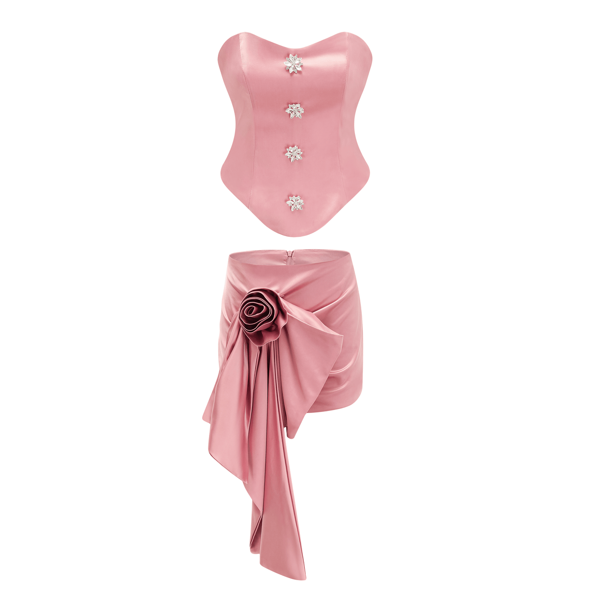 Iris embellished crop top & skirt matching set