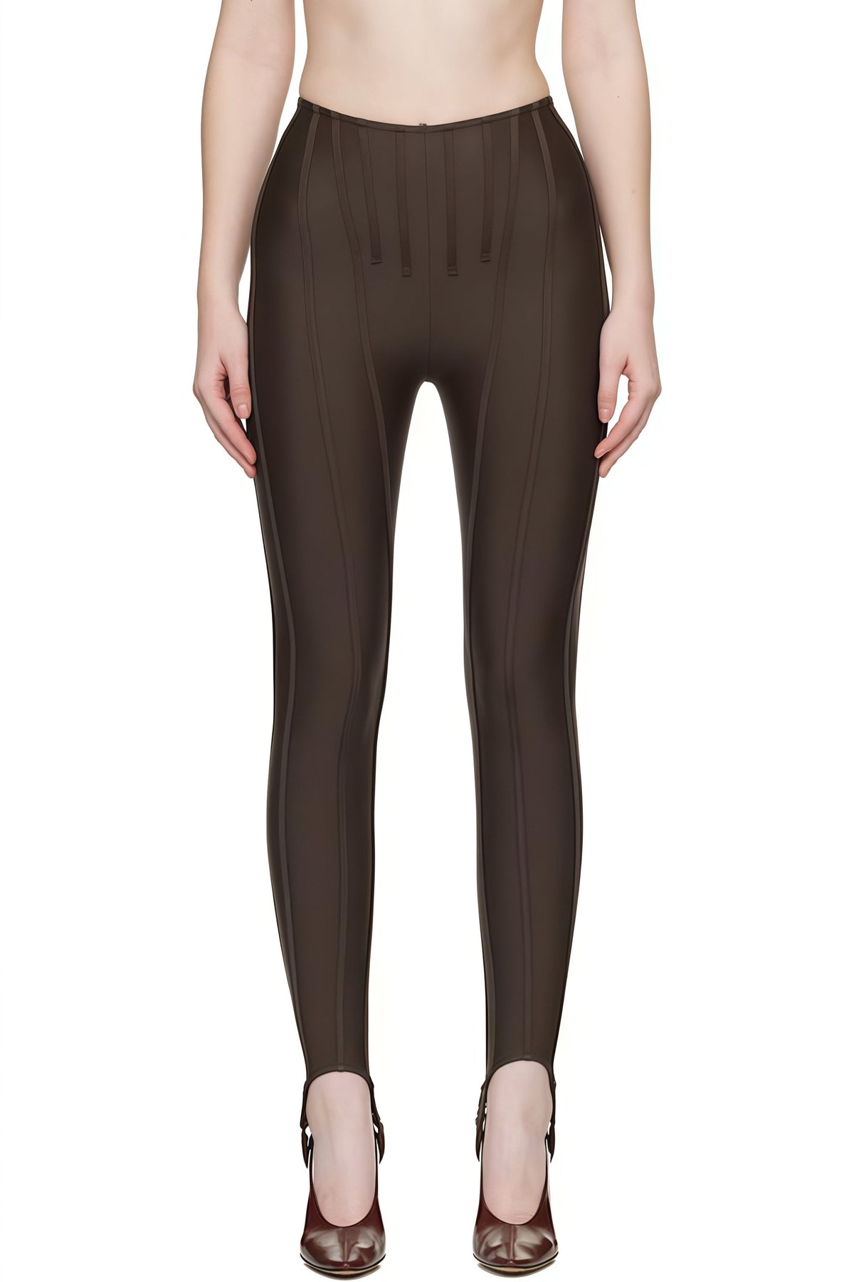 Cordelia Brown Decorative Stitching Leggings (Final Sale)