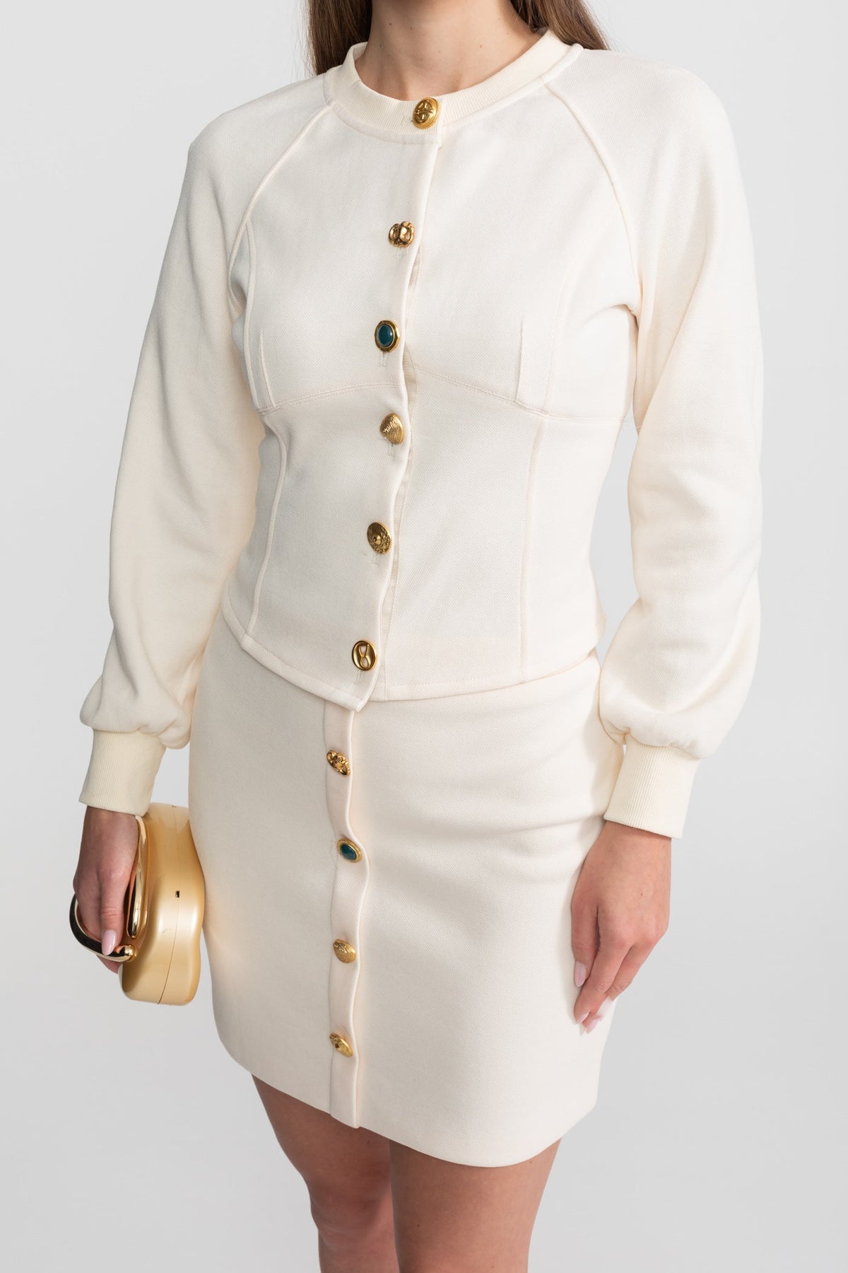 Embellished Button Co-ord Set – Ivoire