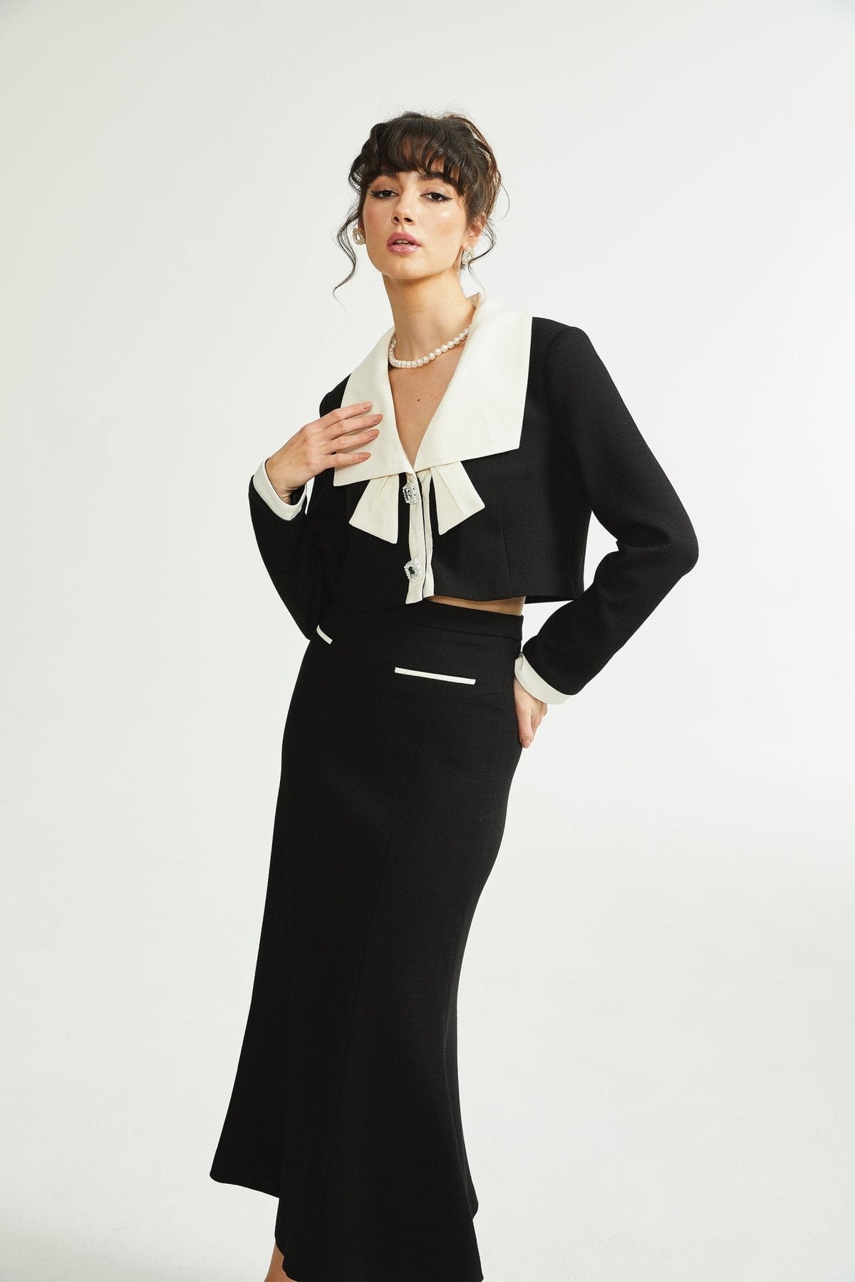 Odile black jacket & skirt matching set