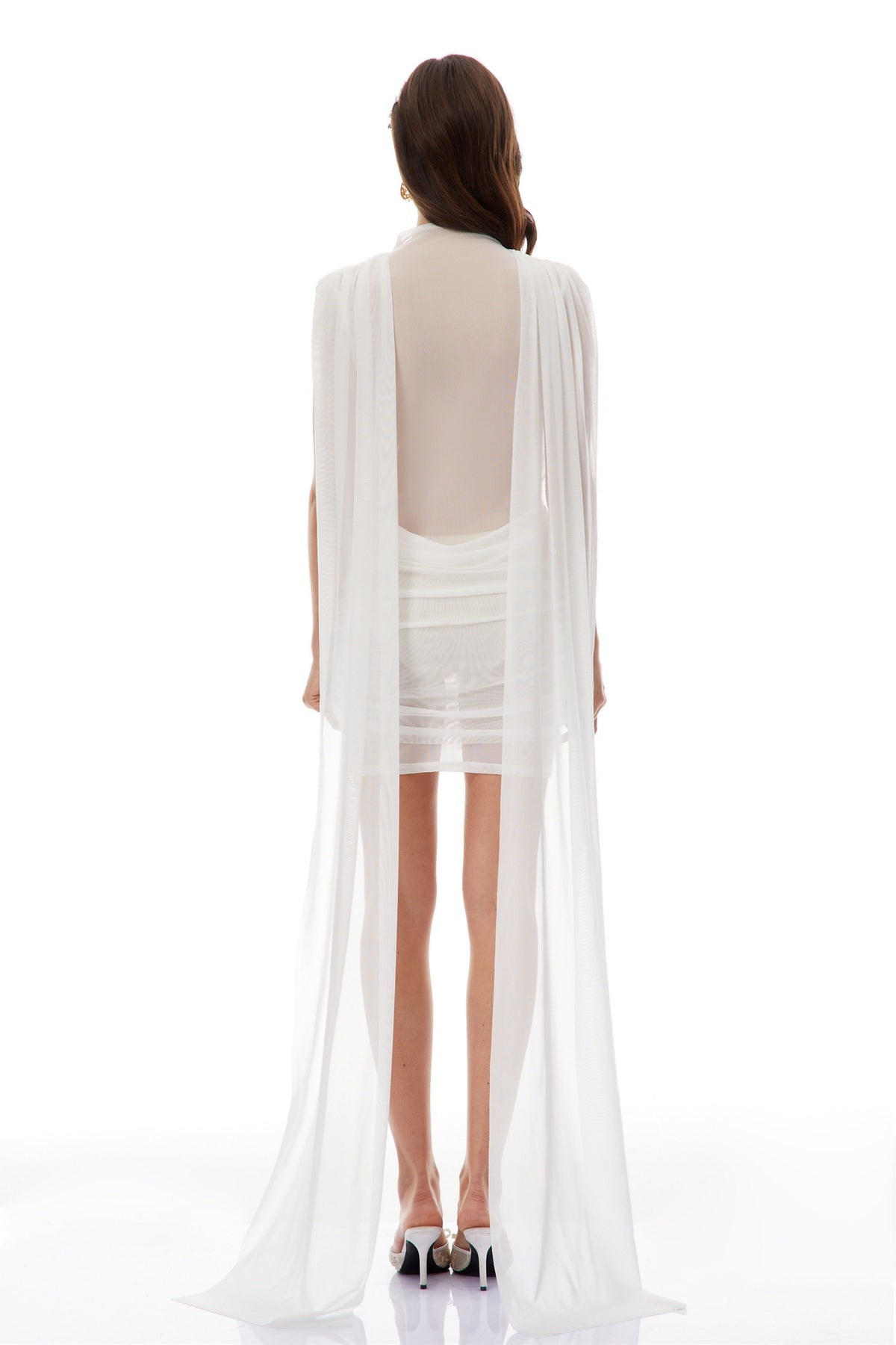 Madeline White Ribbon Sheer Mini Dress (Final Sale)