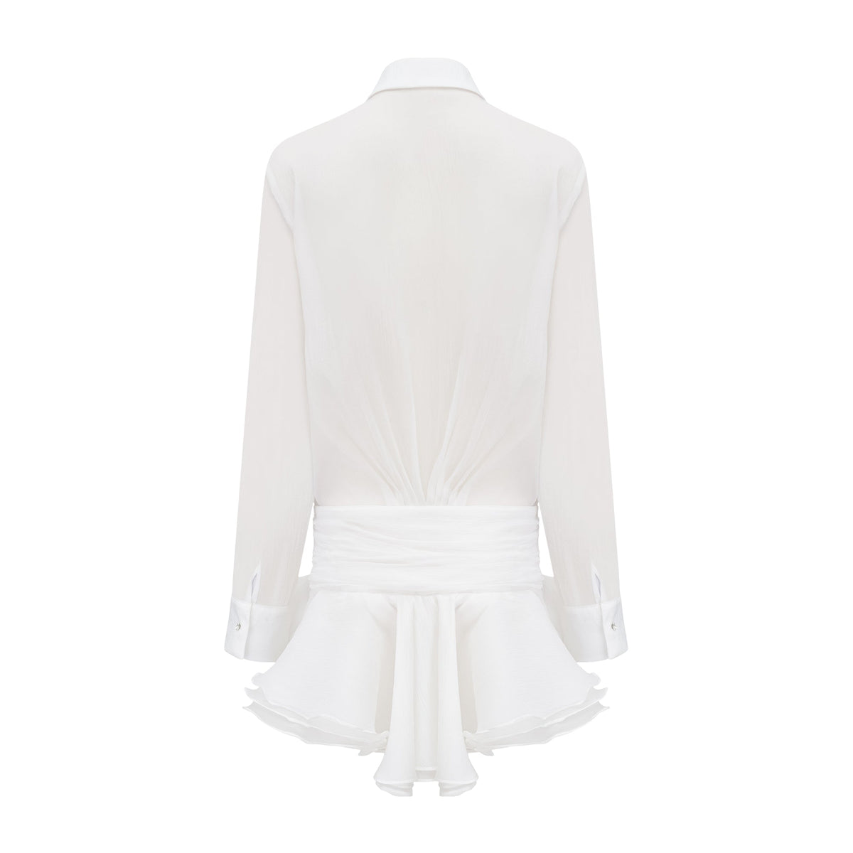 Renée white ruffled mini shirt dress (Final Sale-US Only)