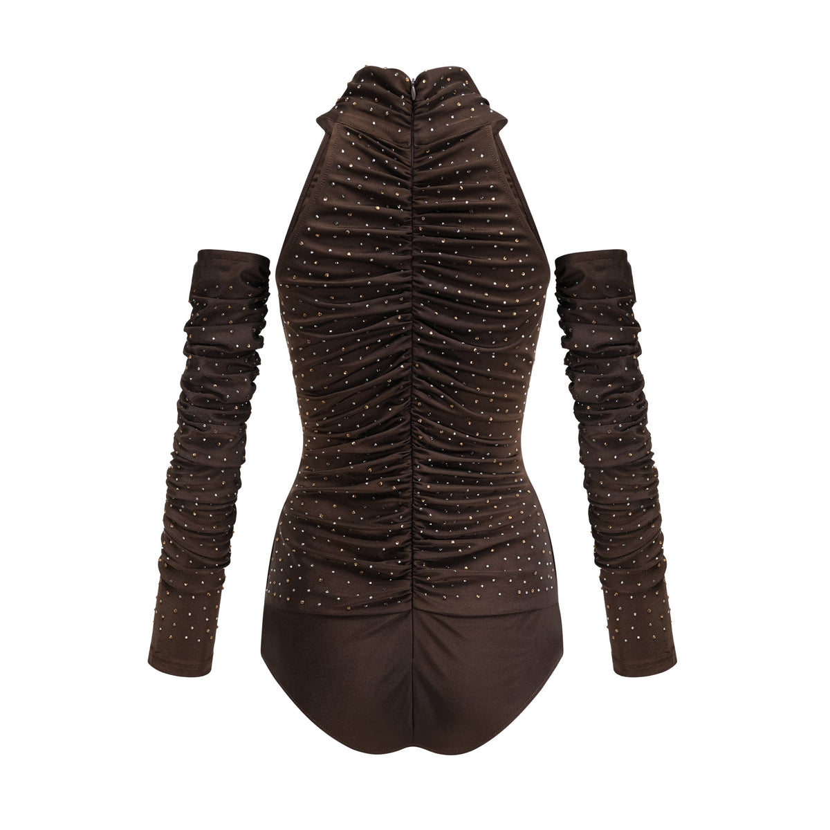 Rose-Suzette brown crystal-embellished bodysuit