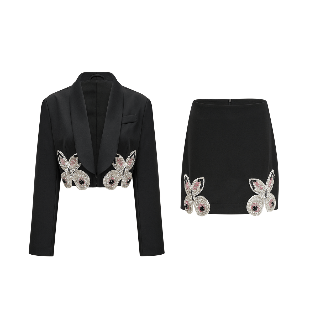 Roxane crystal-embellished jacket & skirt matching set