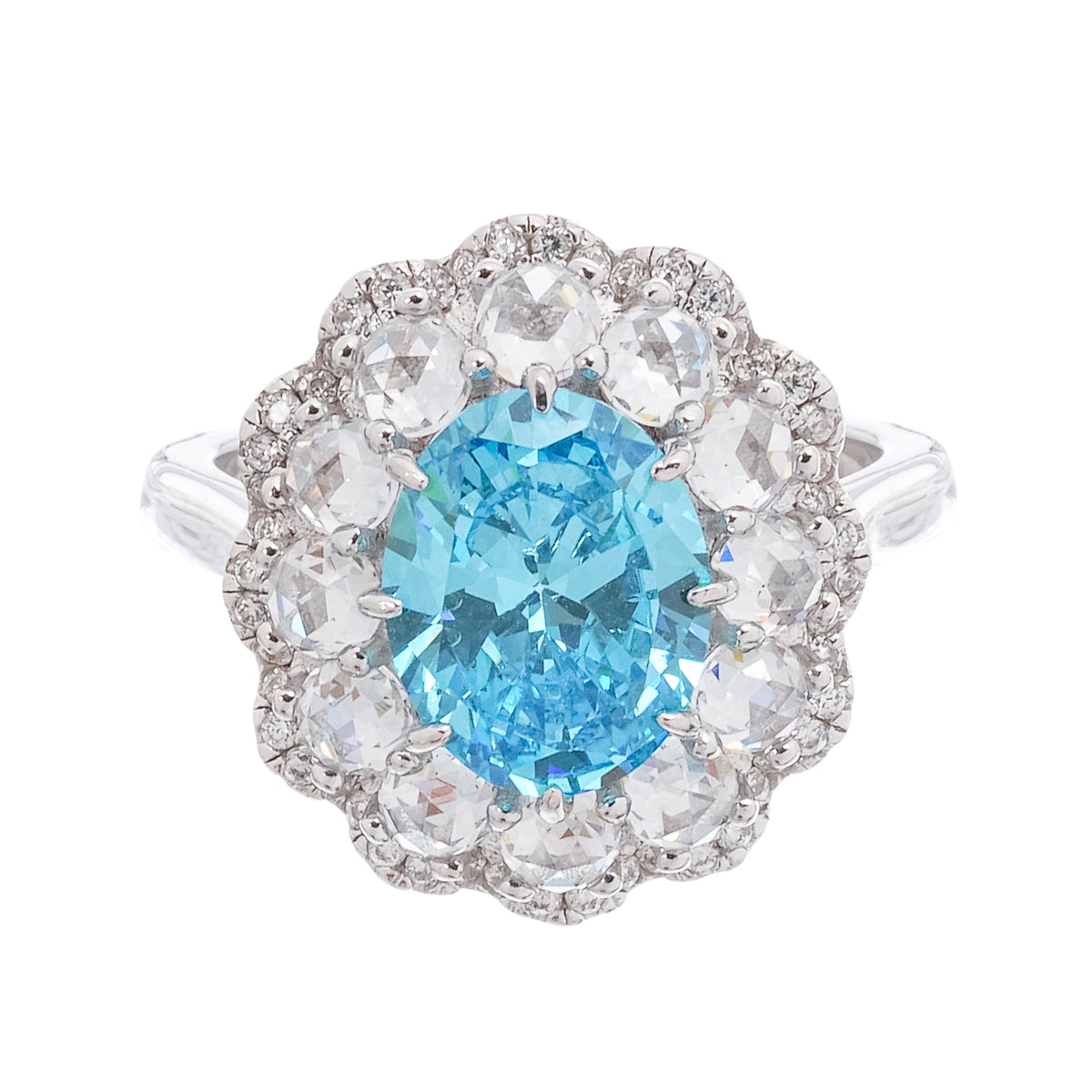 Coralie Blue Floral Gemstone Sterling Silver Ring