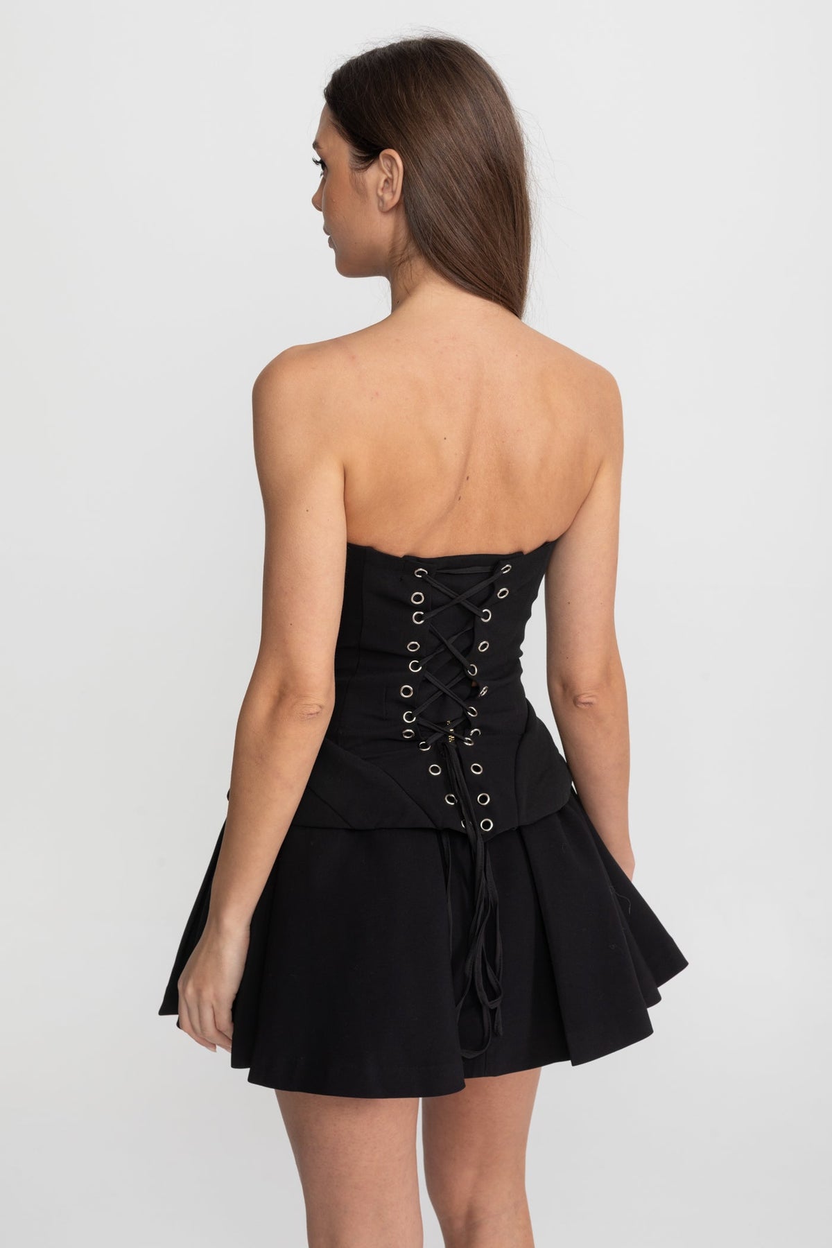Strapless Top With Sculpted Bodice and Illusion Insert – Black