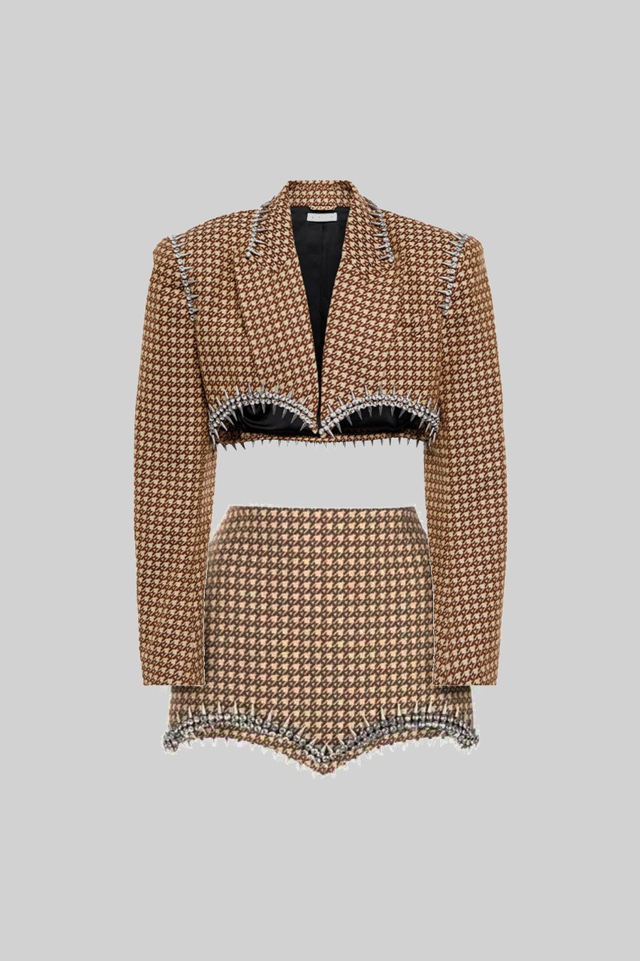 Silver Spikes Elegant 2 Piece Set - Brown And Beige