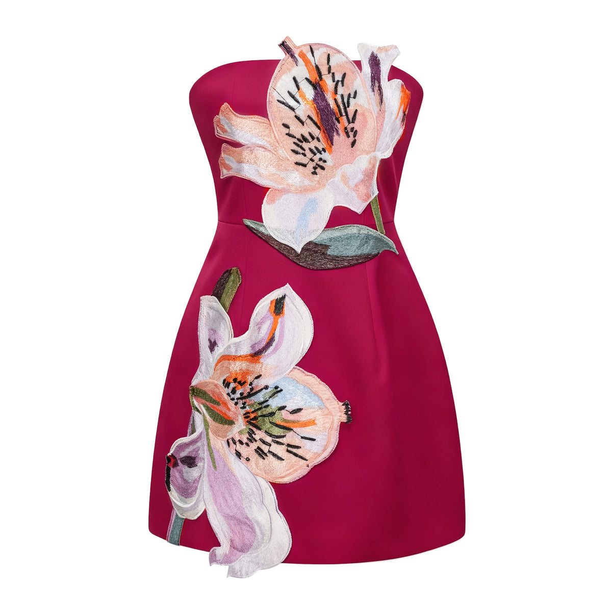 Automne Pink Floral Embroidered Mini Dress