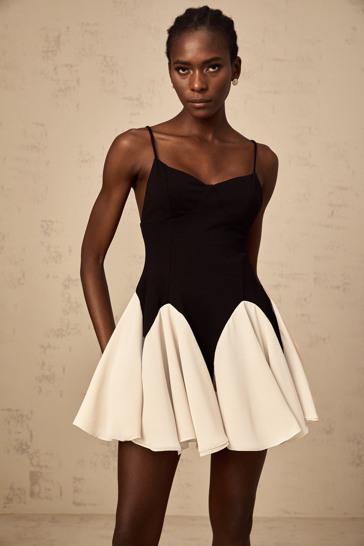 Justine color-blocked godet pleated mini dress (Final Sale-US Only)