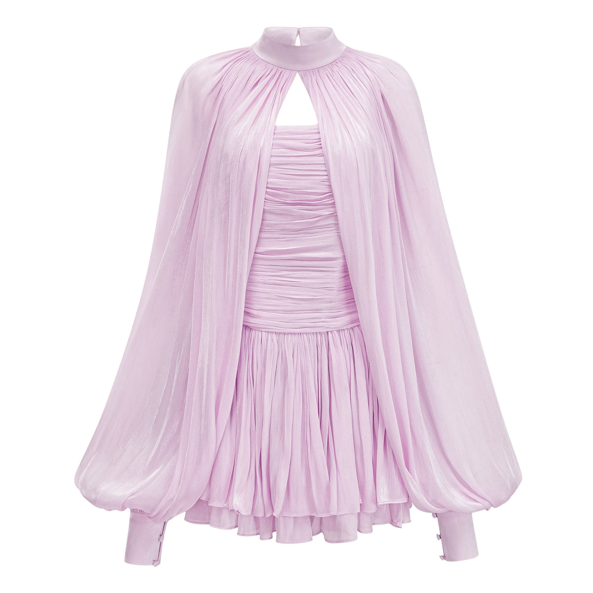 Bernice Lilac Glossy Cape & Dress Set