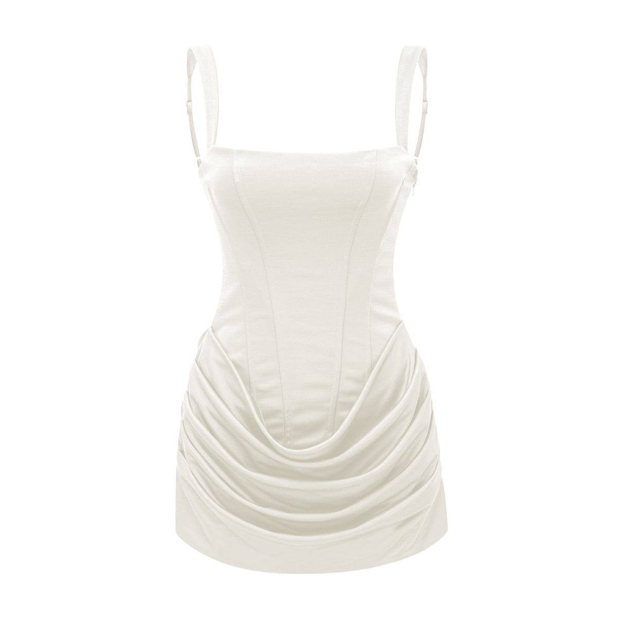 Paulette White Ruched Bodycon Mini Dress (Final Sale-US Only)