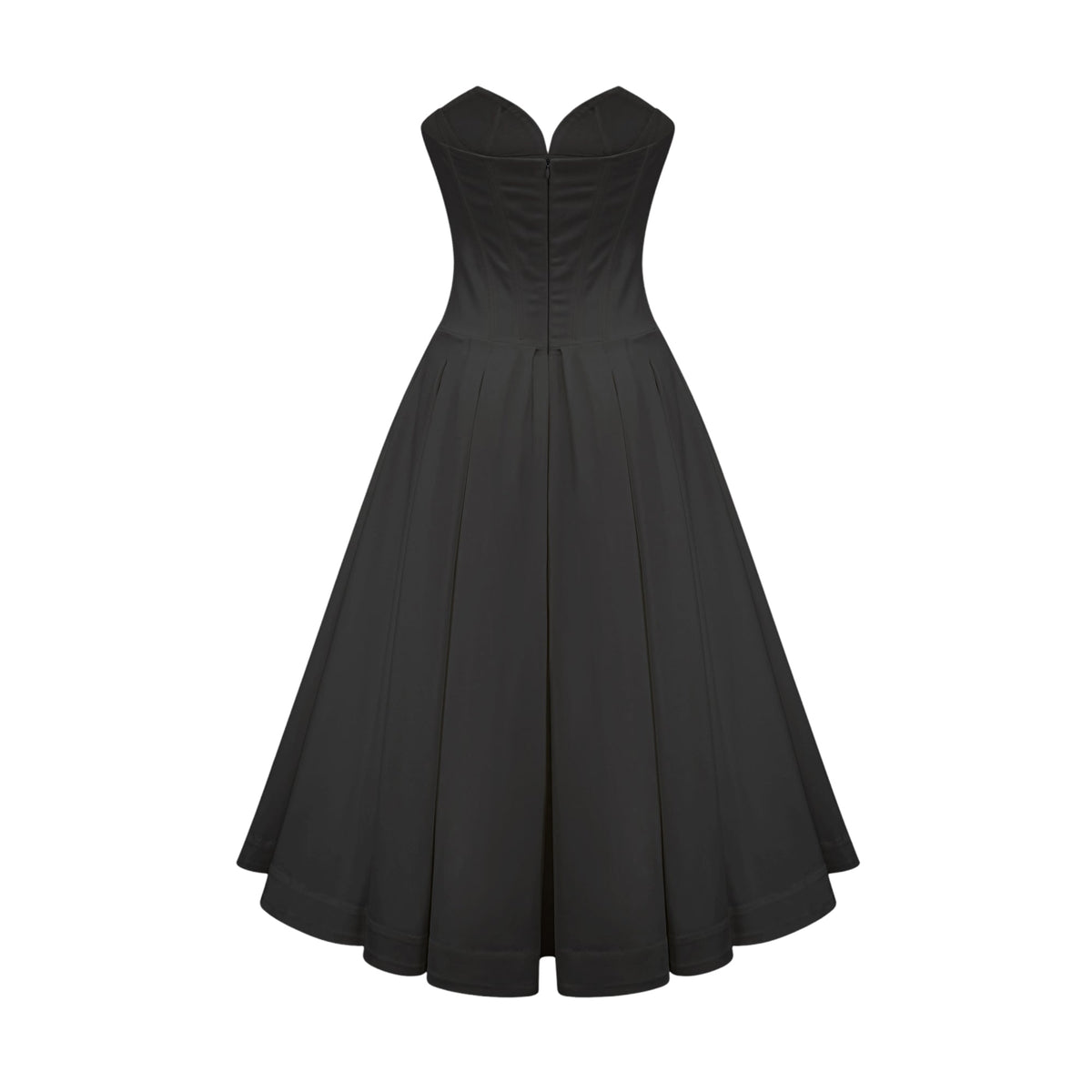 Katherine off-shoulder corset midi dress in Black