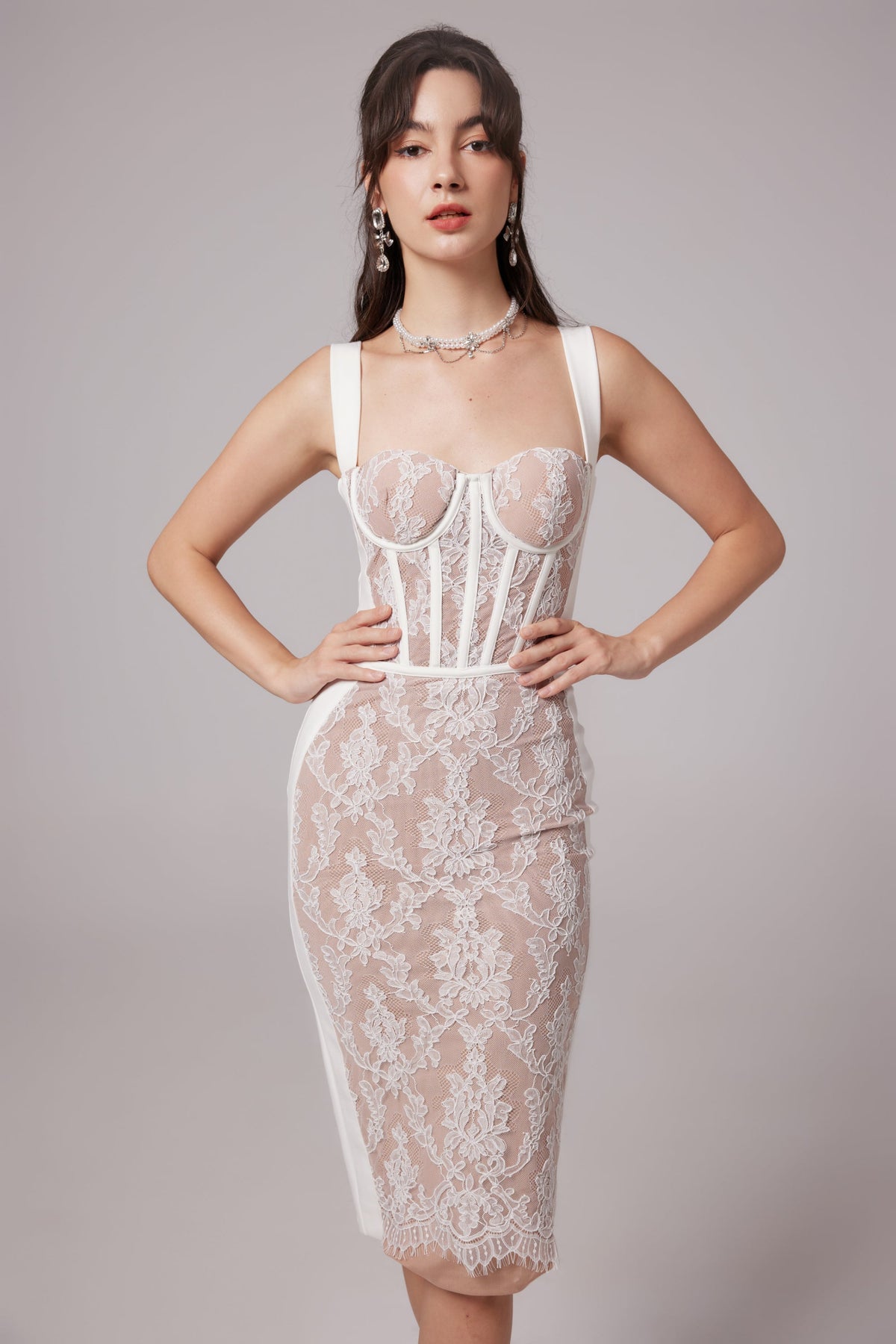 Titania bustier-style bandage midi dress