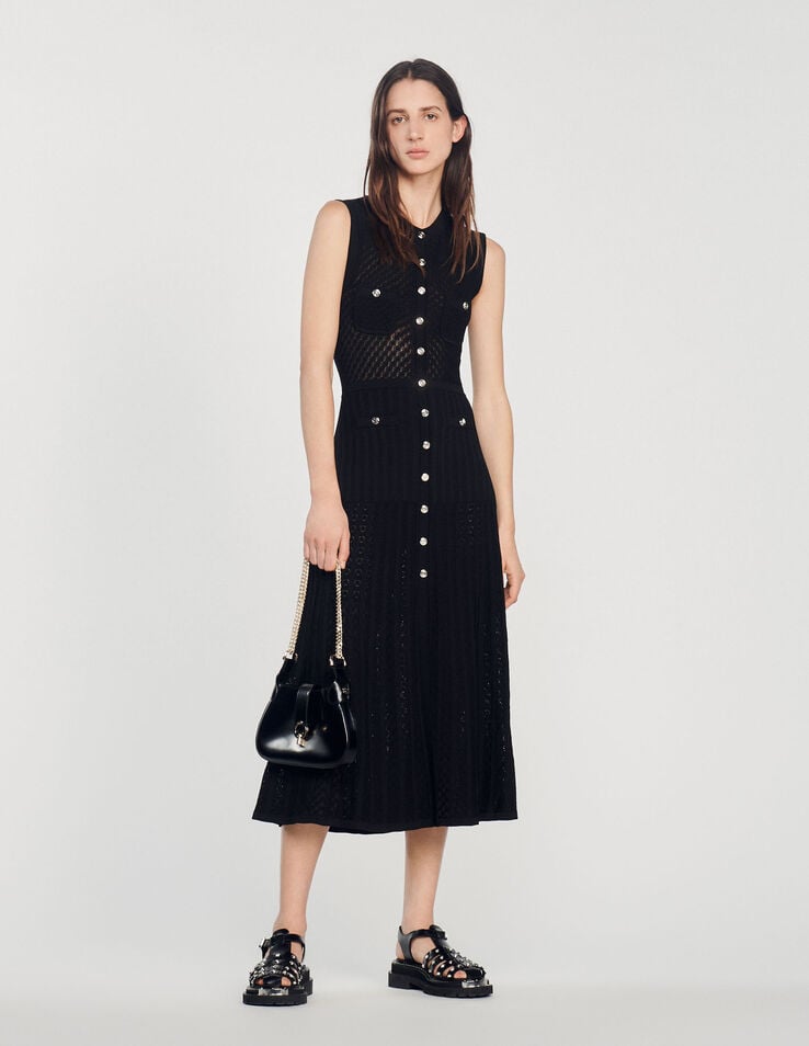 MADDY PARIS Long knitted midi dress - Black