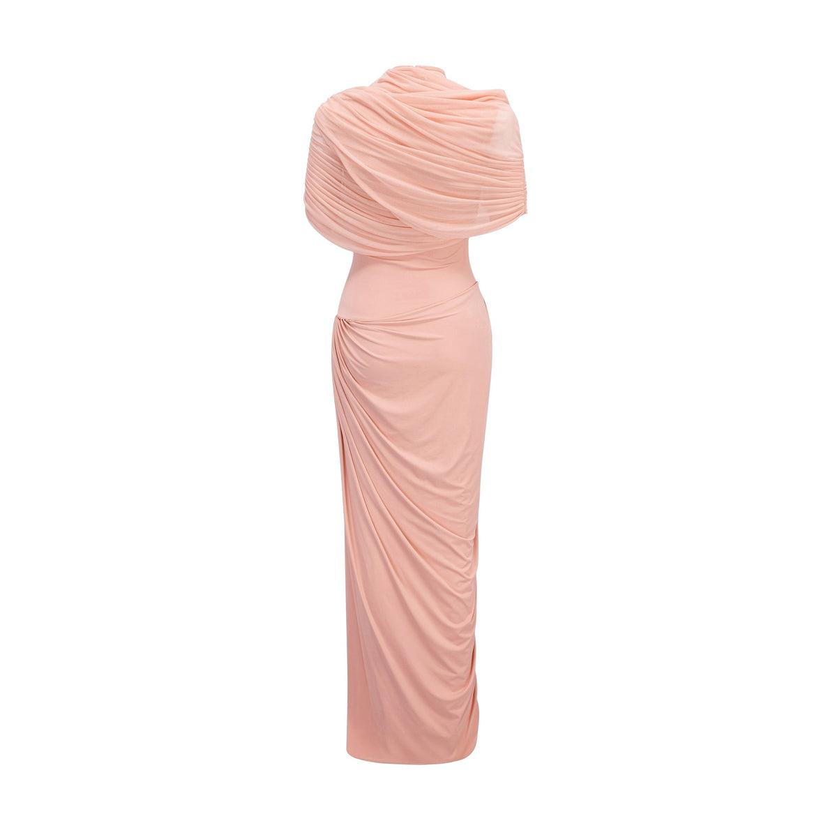 Catherine asymmetric pleated maxi dress in Pink