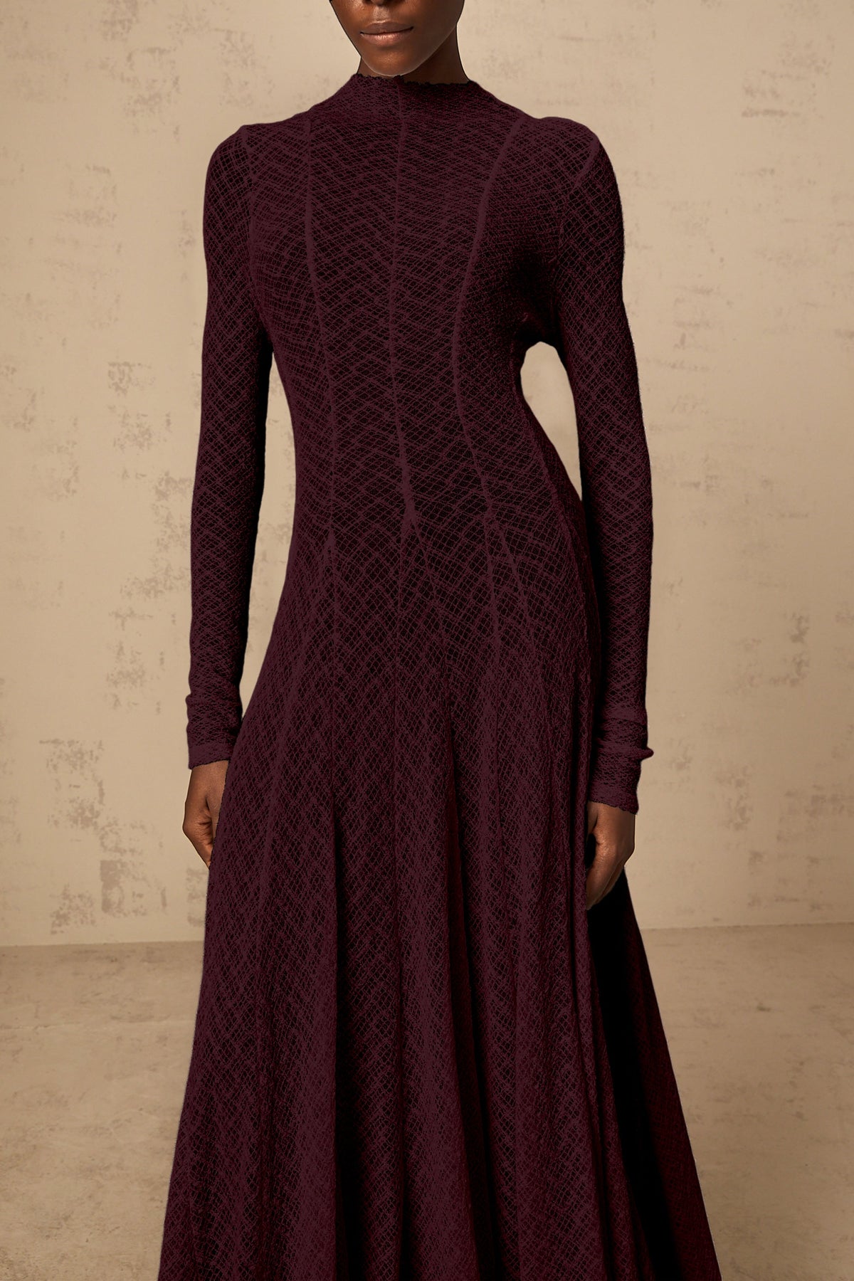 Athena wavy-pattern lace maxi dress in Red (Final Sale-US Only)