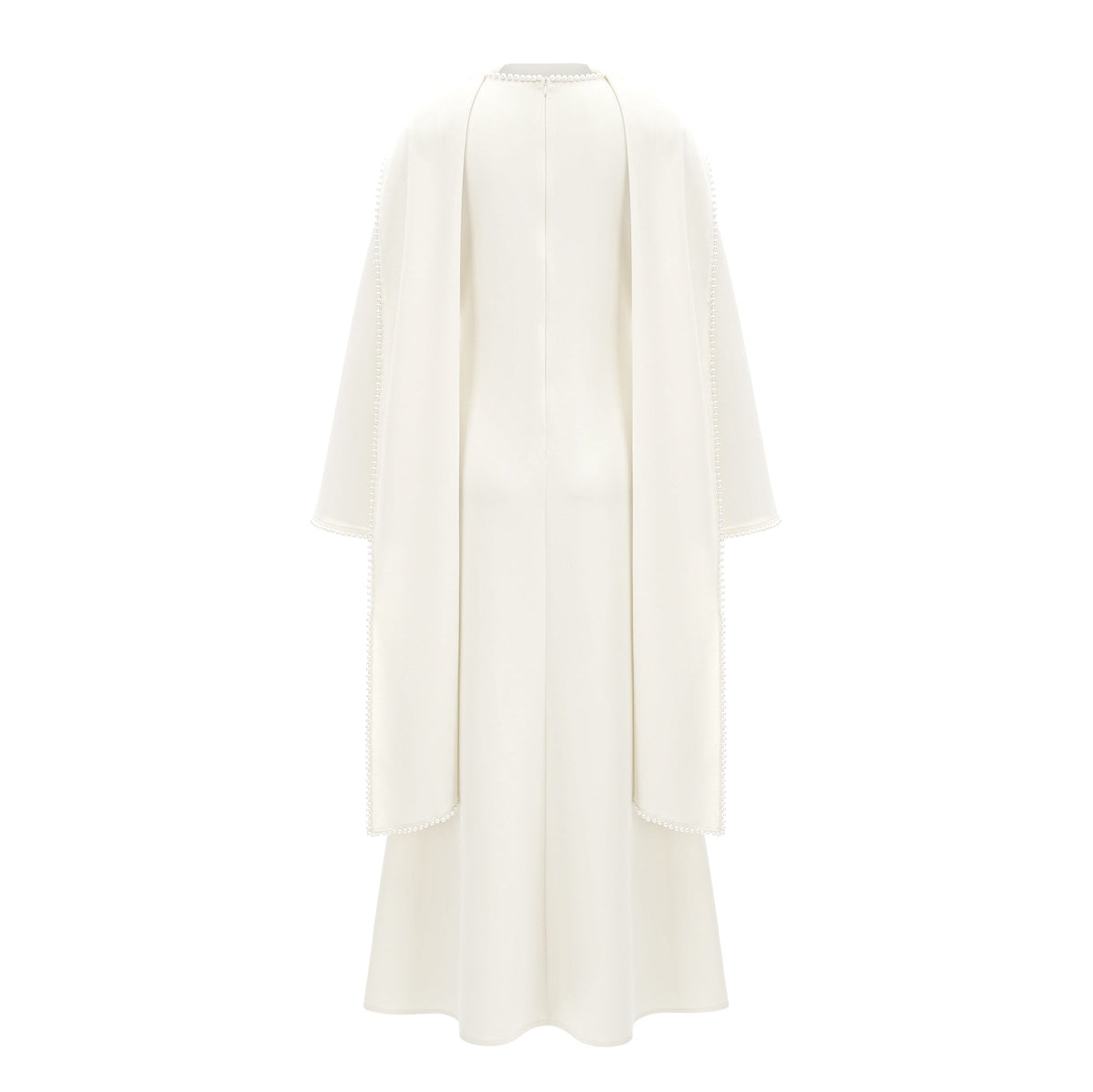 Piroska White Pearl Trim Shawl Detail Maxi Dress (Final Sale-US Only)