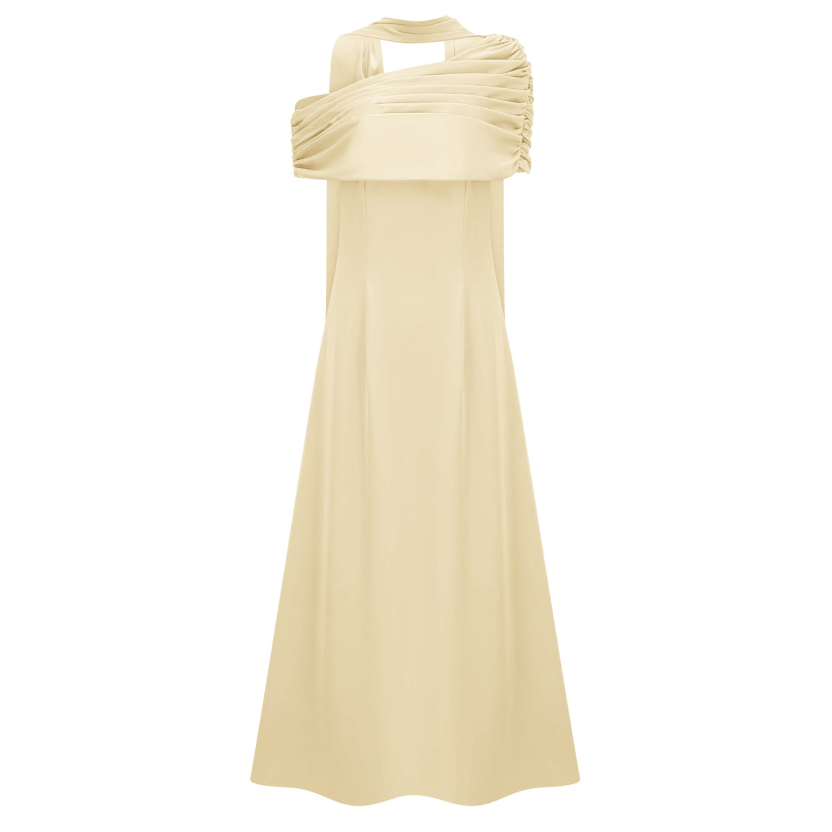 Benedetta Yellow One Shoulder Satin Maxi Dress (Final Sale-US Only)