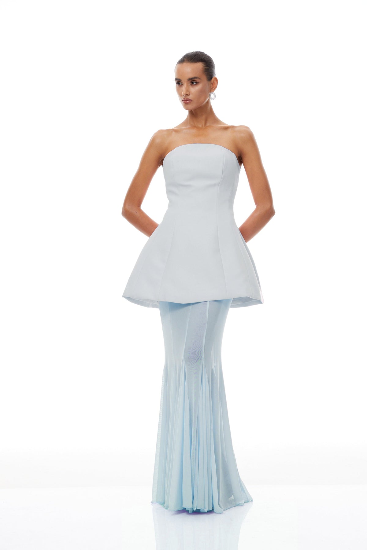 Mélanie Blue Corset Dress & Mesh Skirt Set (Final Sale-US Only)