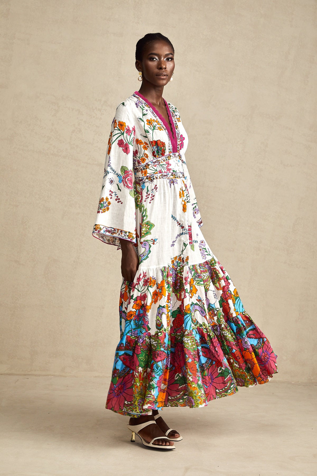 Hélène floral-print V-neck midi dress