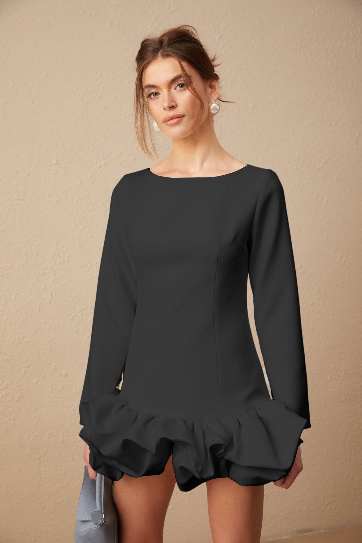 Elodie bubble-skirt mini dress in Black (Final Sale-US Only)