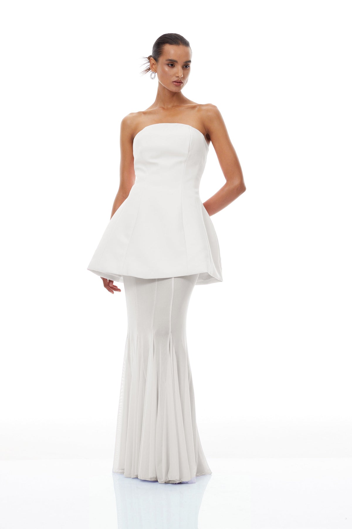 Mélanie White Corset Dress & Mesh Skirt Set