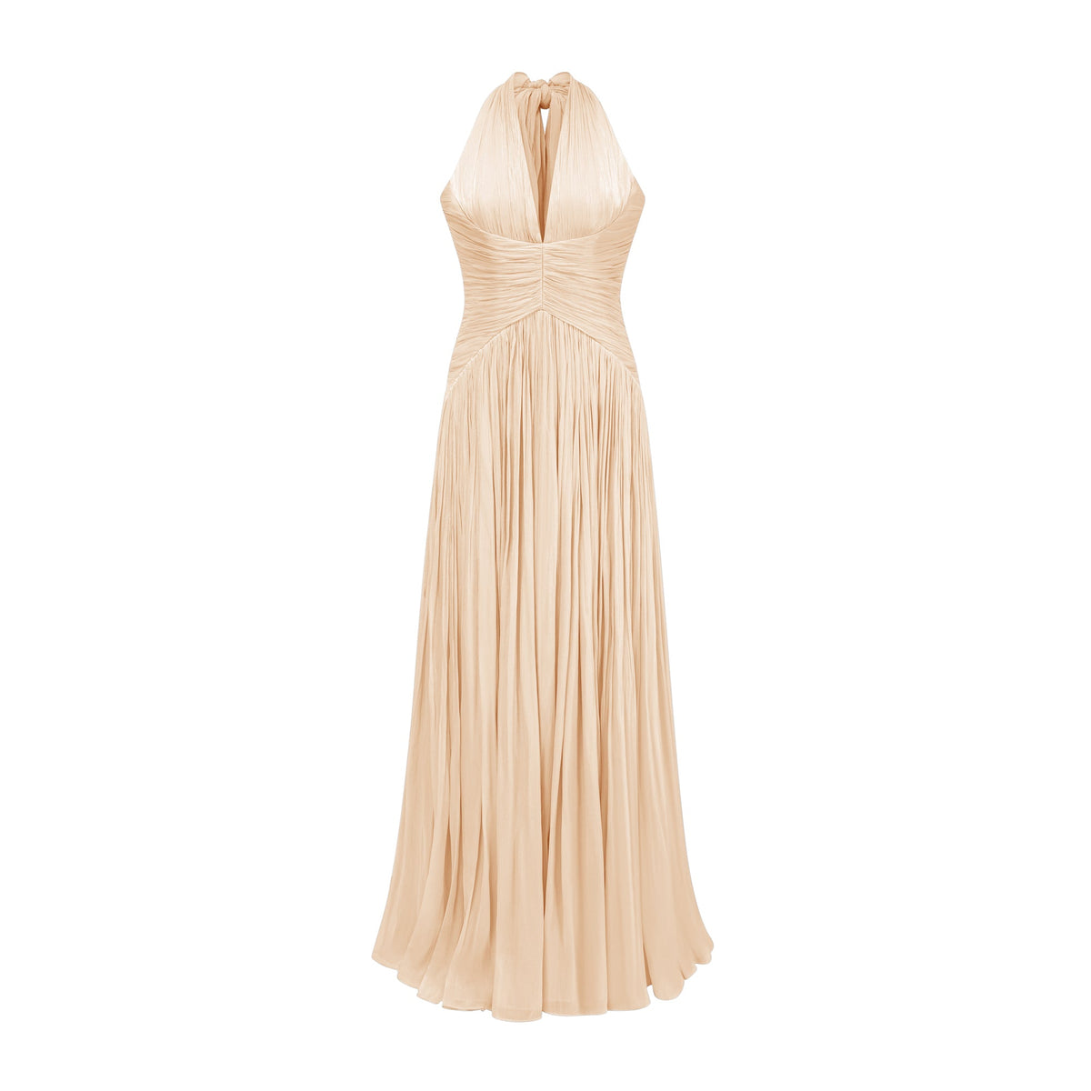 Térébenthine Neutral Glossy Gathered Maxi Dress (Final Sale-US Only)
