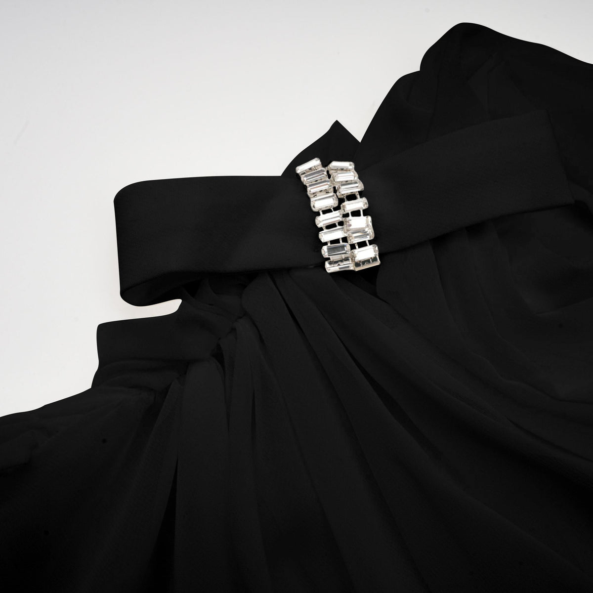 Andrea asymmetrical tulle blouse & skirt matching set in Black (Final Sale-US Only)