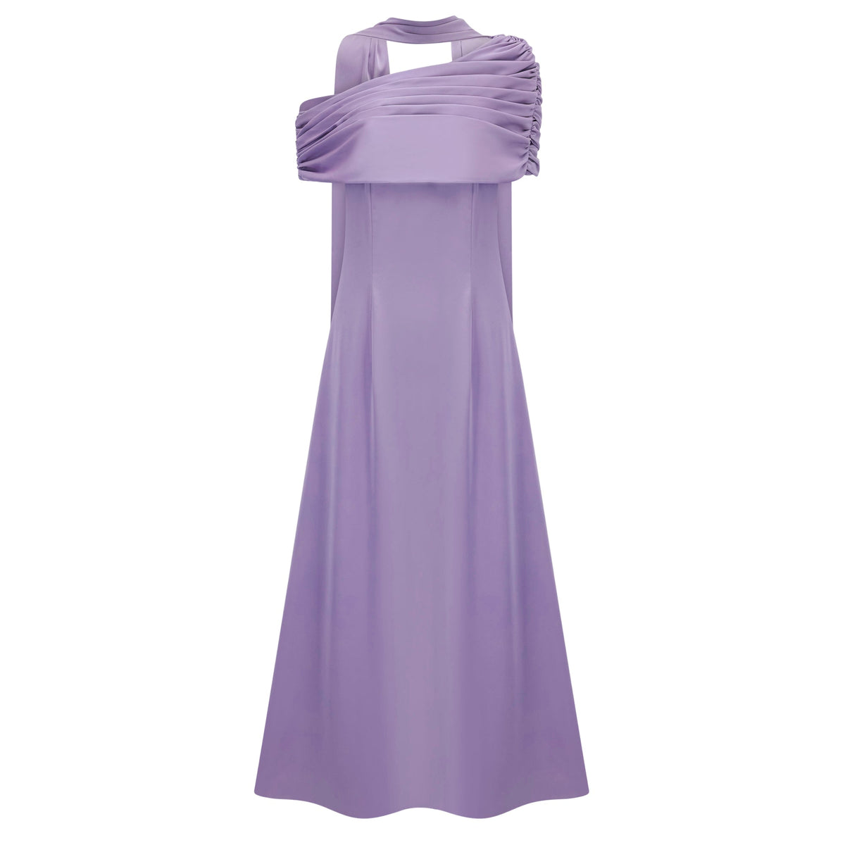 Benedetta Lilac One Shoulder Satin Maxi Dress