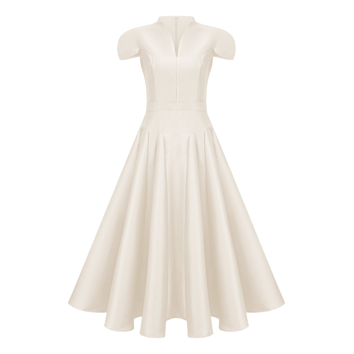 Aventin White Godet Design Midi Dress (Final Sale-US Only)