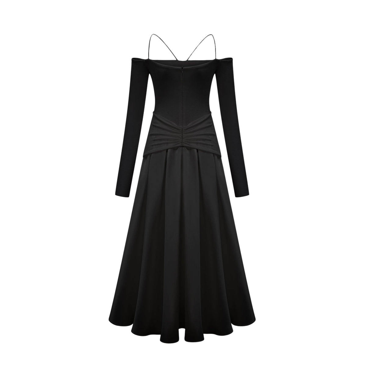 Nadine off-shoulder panelled maxi dress in Black