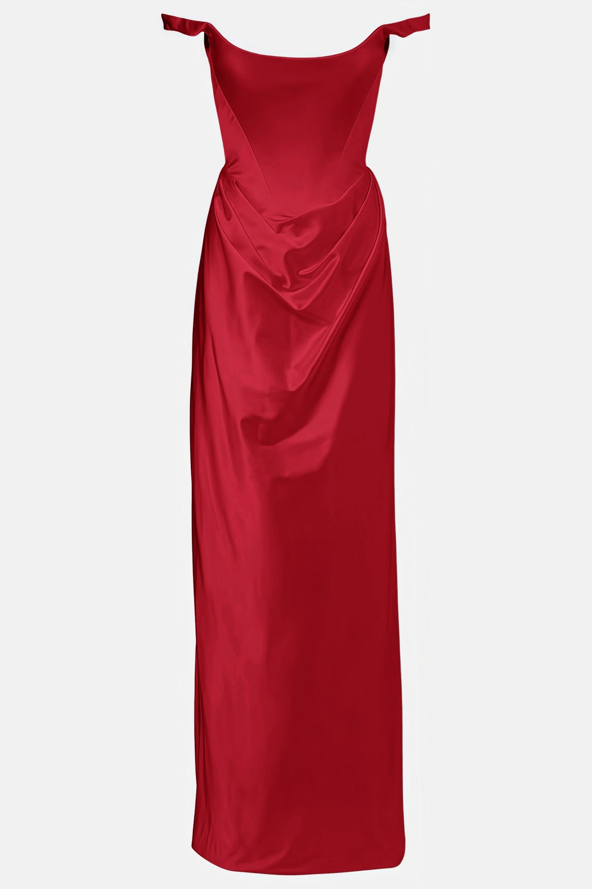 Fiona Red Satin Square Neck Maxi Dress