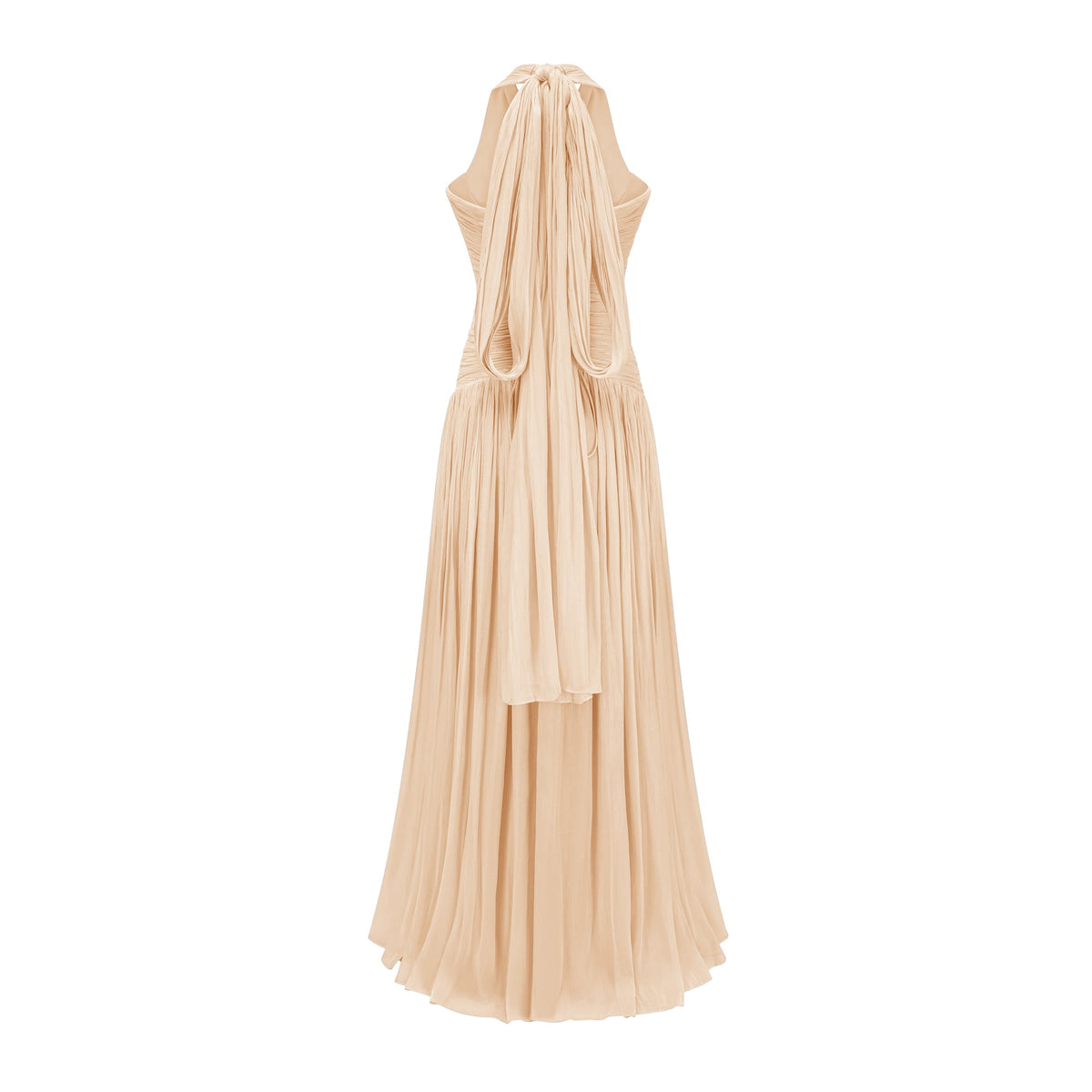 Térébenthine Neutral Glossy Gathered Maxi Dress