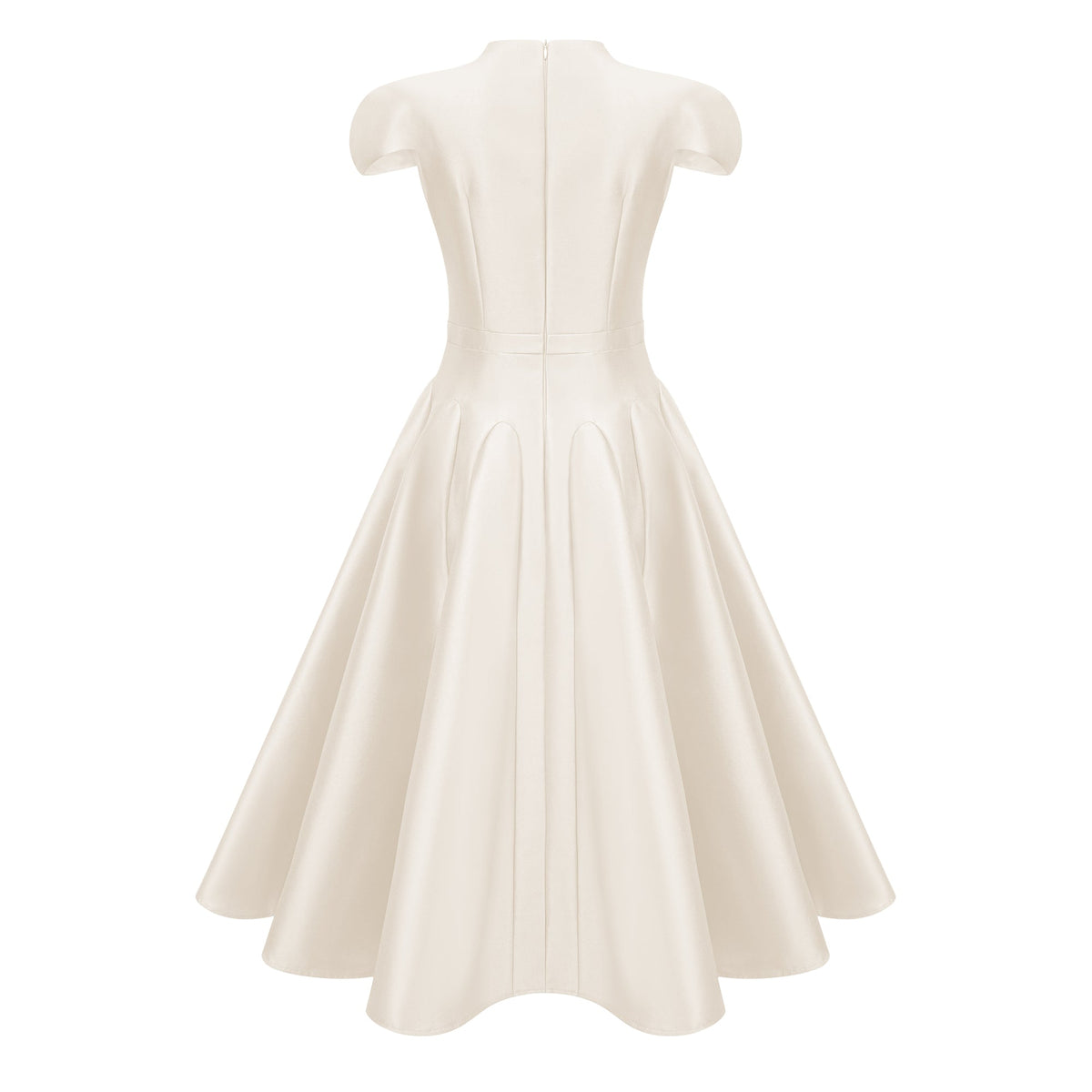 Aventin White Godet Design Midi Dress (Final Sale-US Only)