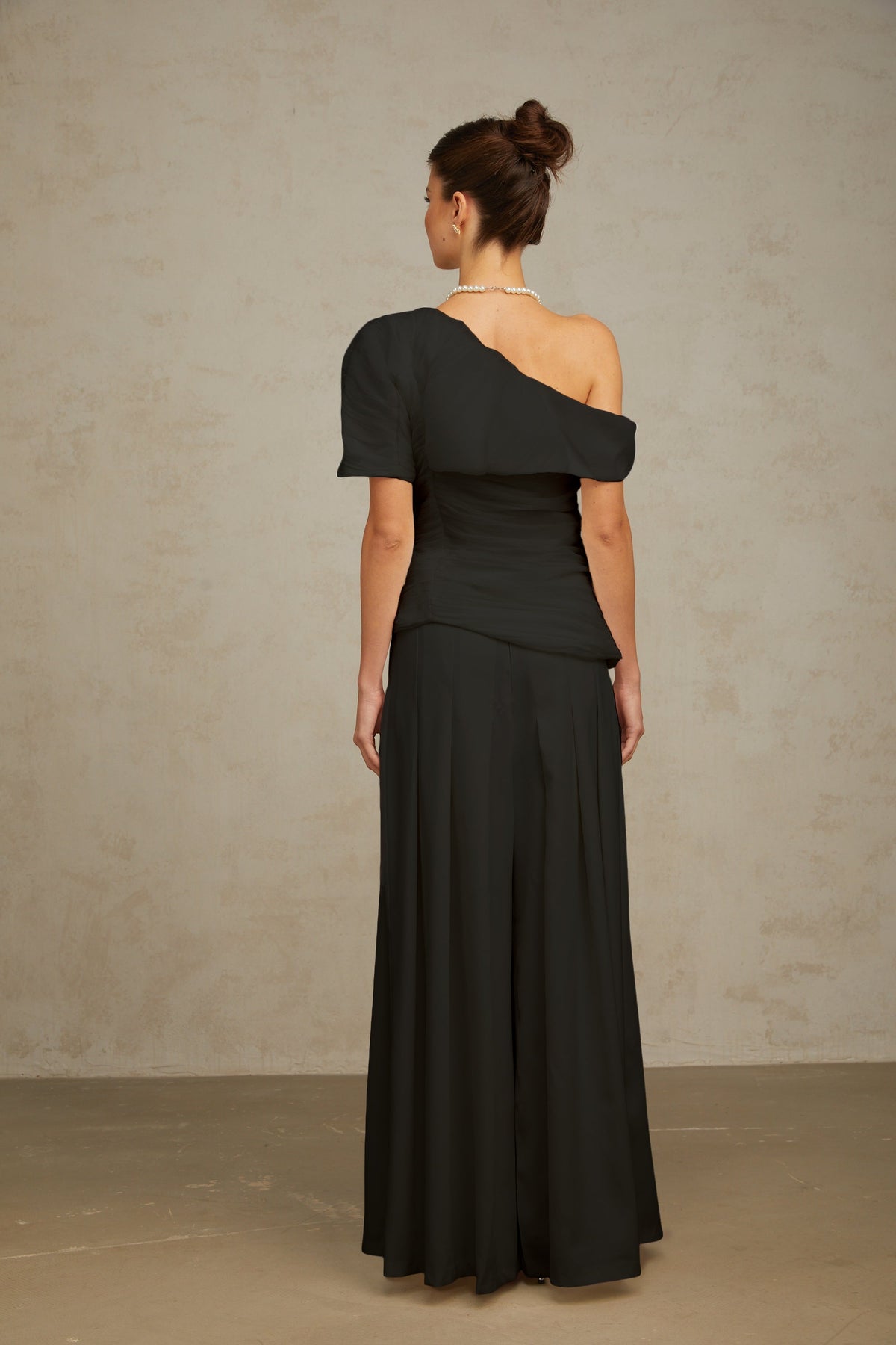 Adèle creased top & trousers matching set in Black (Final Sale-US Only)