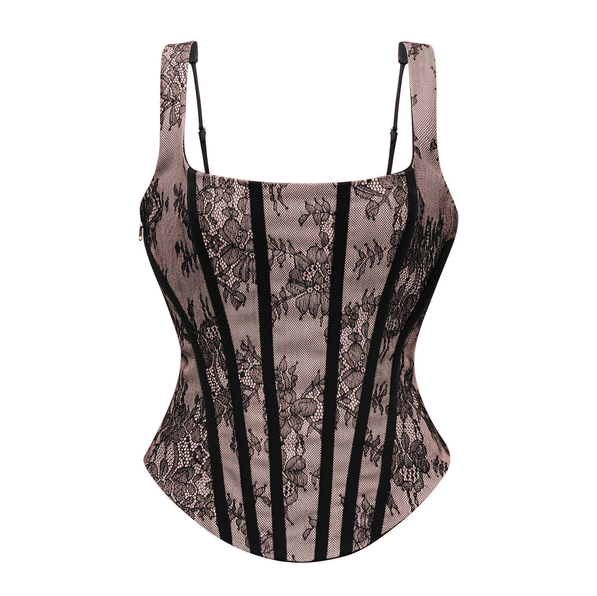 Olesya Black Lace Top & Ruched Skirt Set