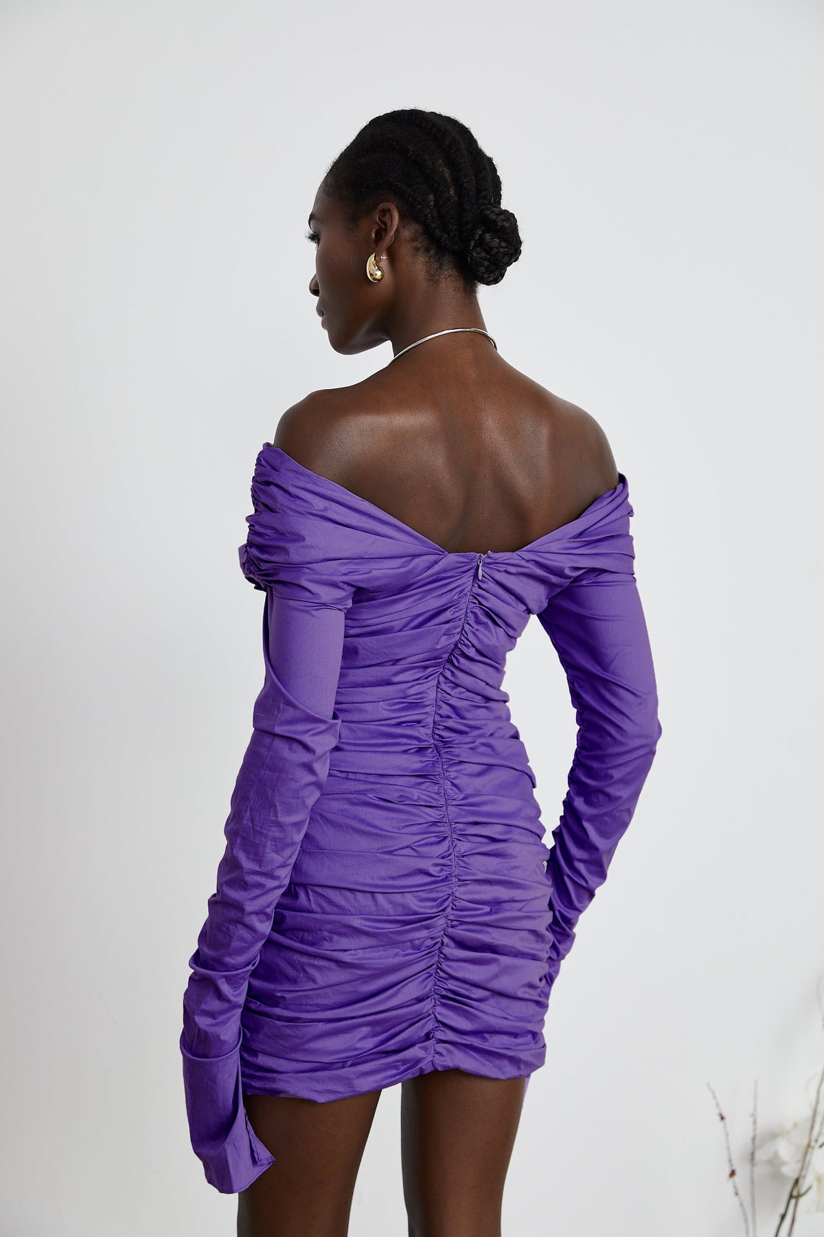 Apolline off-shoulder ruched mini dress