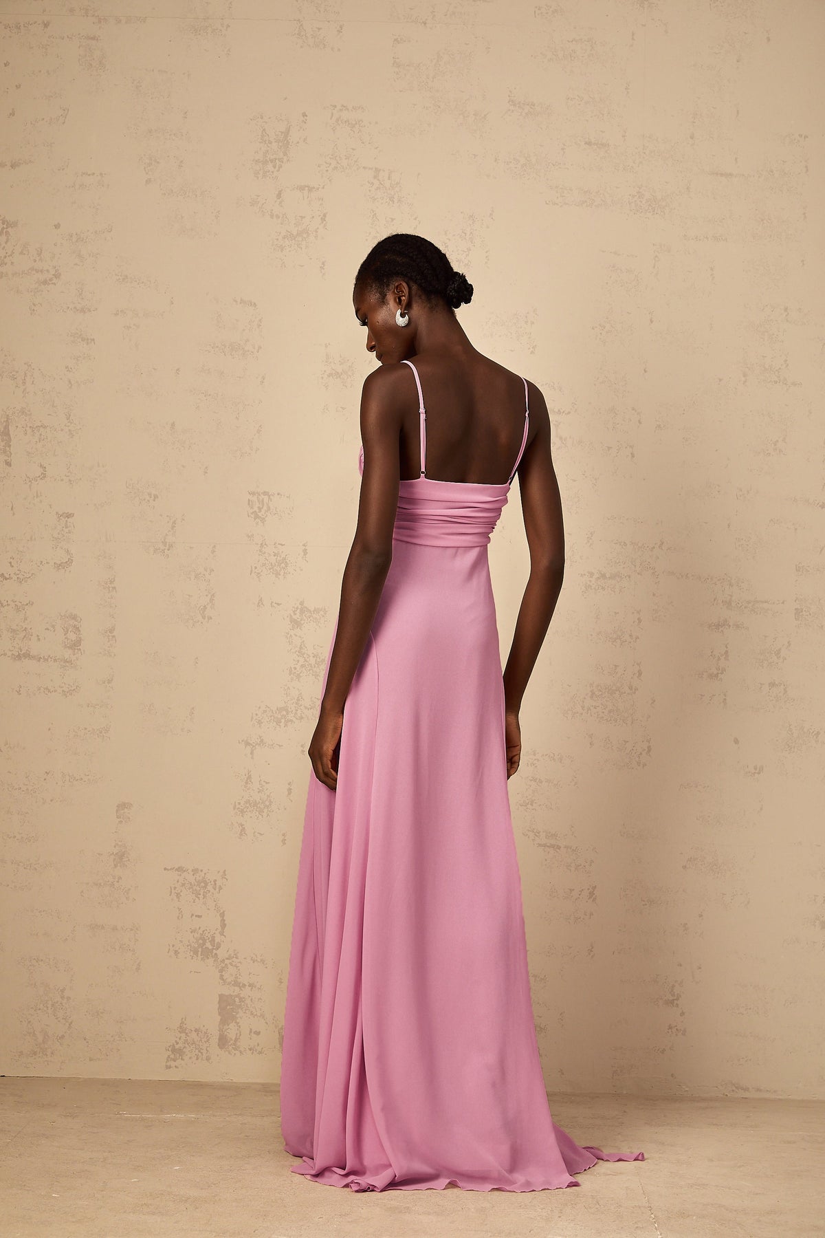 Ysandre Rose-Pink 3D Petal Tulle Maxi Dress (Final Sale)