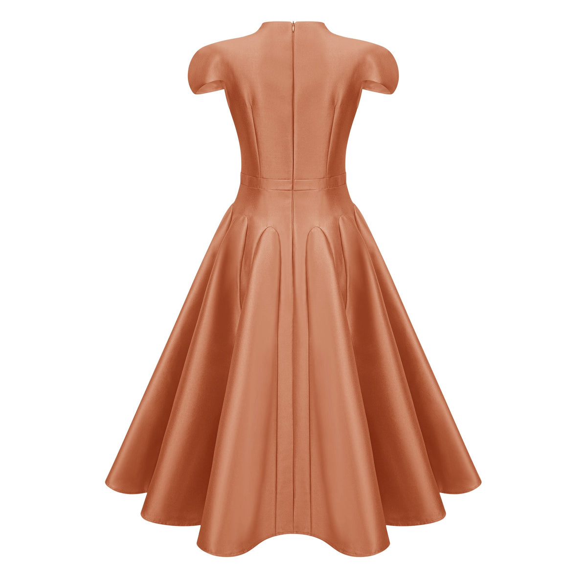 Aventin Brown Godet Design Midi Dress