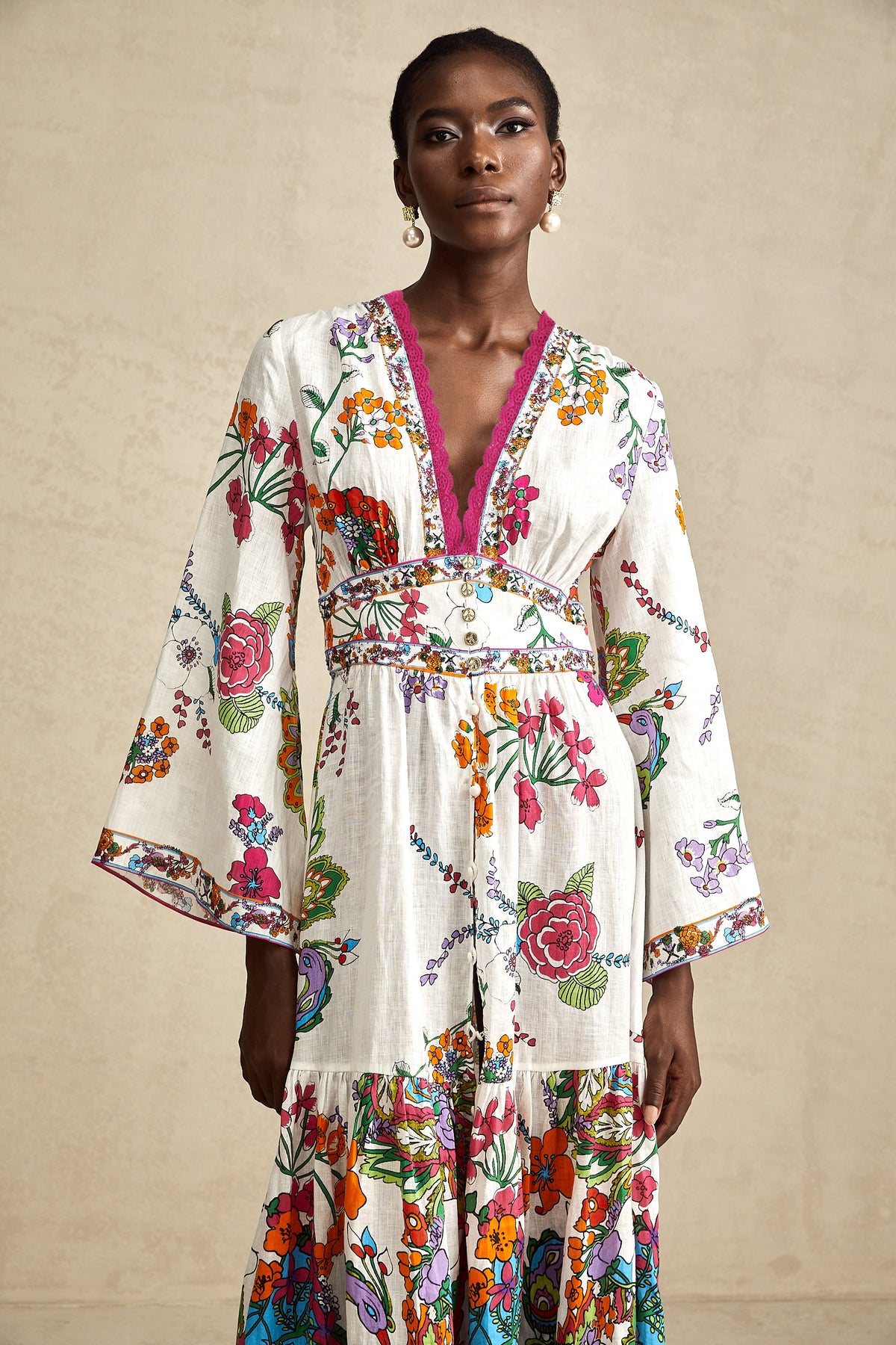Hélène floral-print V-neck midi dress
