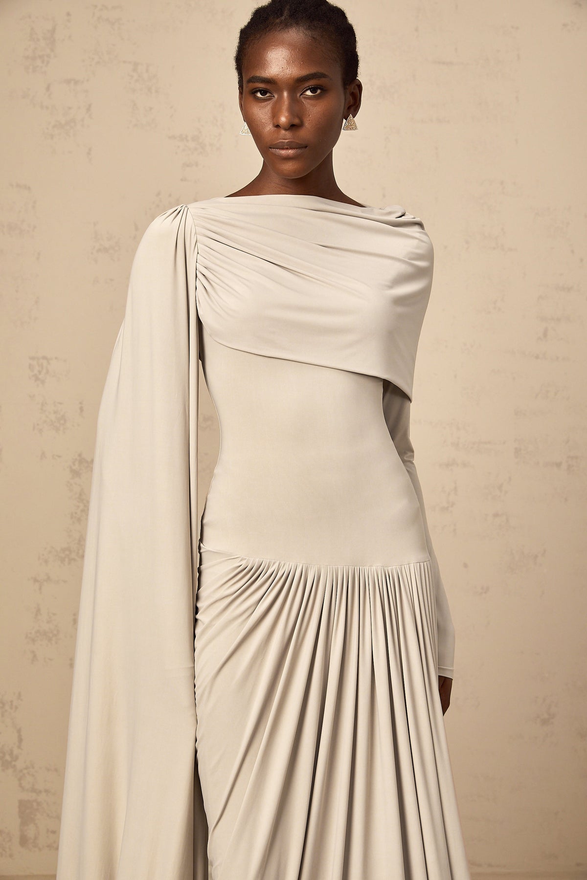 Gaëlle neutrals ribbon-design draped maxi dress (Final Sale-US Only)