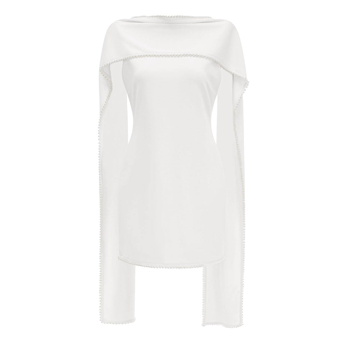 Piroska White Sleeveless Pearl Trim Mini Dress (Final Sale-US Only)