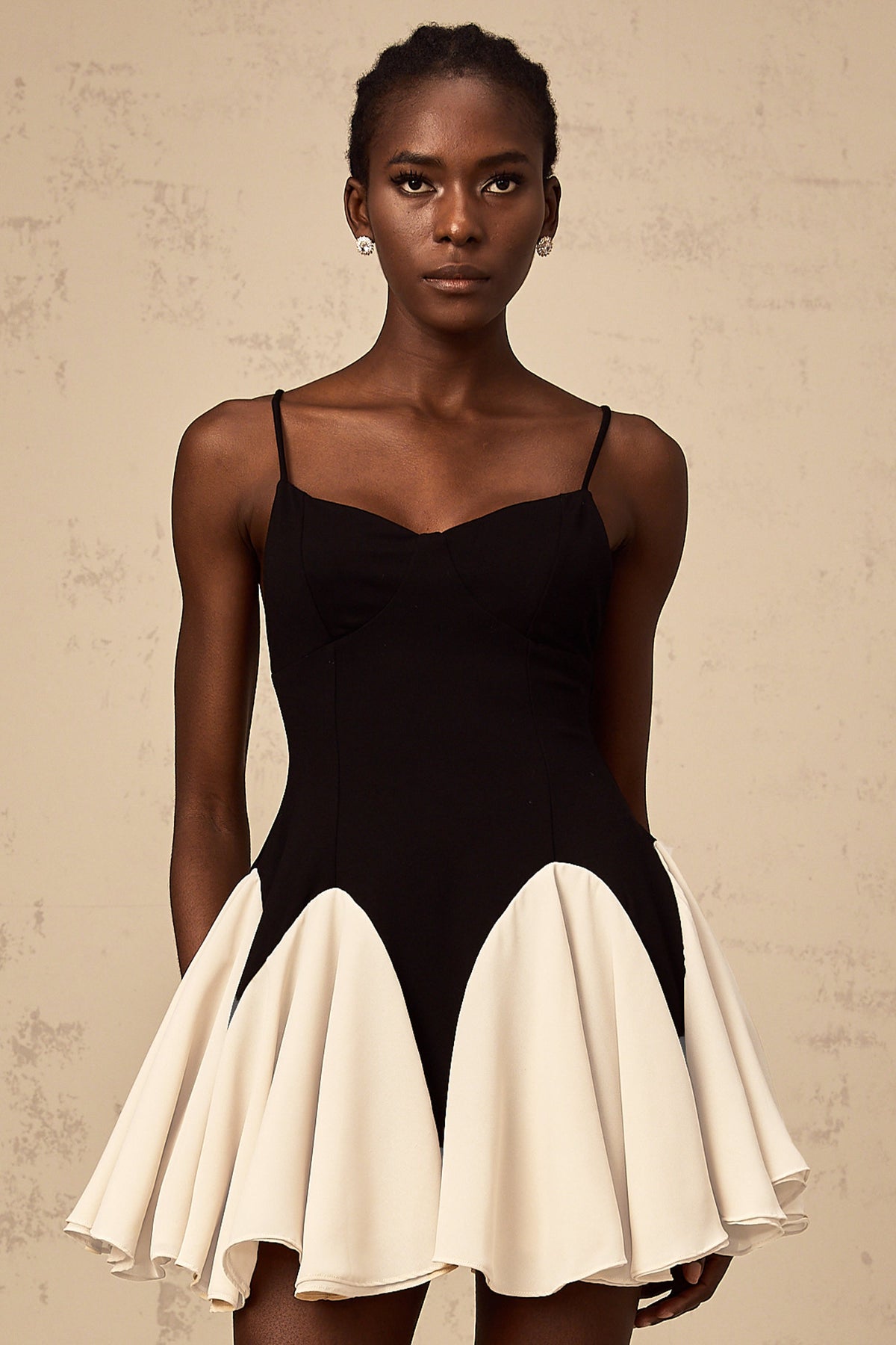 Justine color-blocked godet pleated mini dress (Final Sale-US Only)
