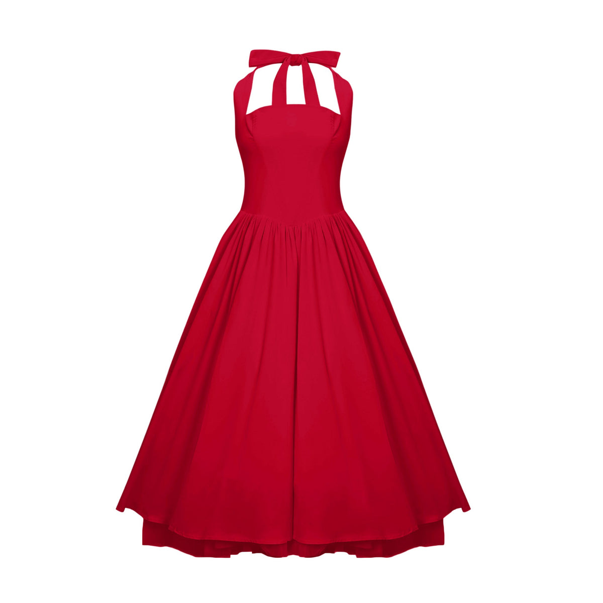 Eponine Red Layered Flared Hem Midi Dress (Final Sale-US Only)