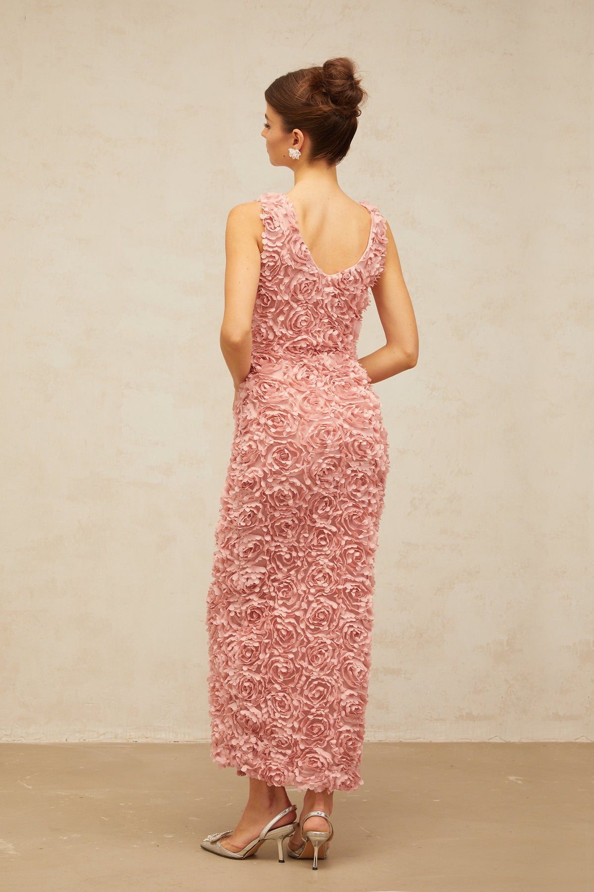 Sylvie faux-flower V-neck maxi dress in Pink (Final Sale-US Only)