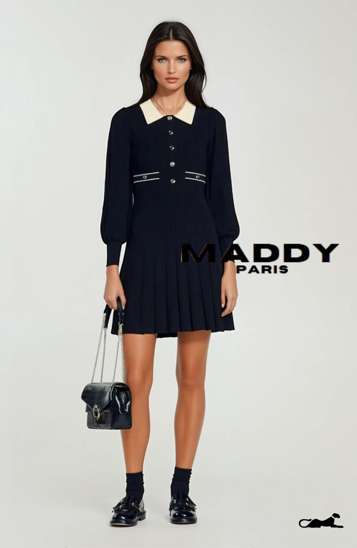 MADDY PARIS ISABELLE CREPE MINI DRESS - BLACK
